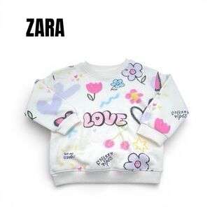 058 Zara Graffiti Love Print Graphic Sweatshirt